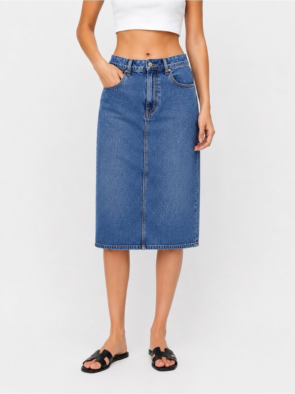 GAP Blue Denim Midi Skirt